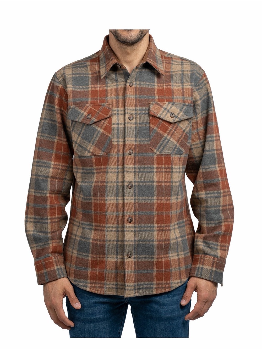 Jachs New York Men's Long Sleeve Button Up Flannel Brown Size Large